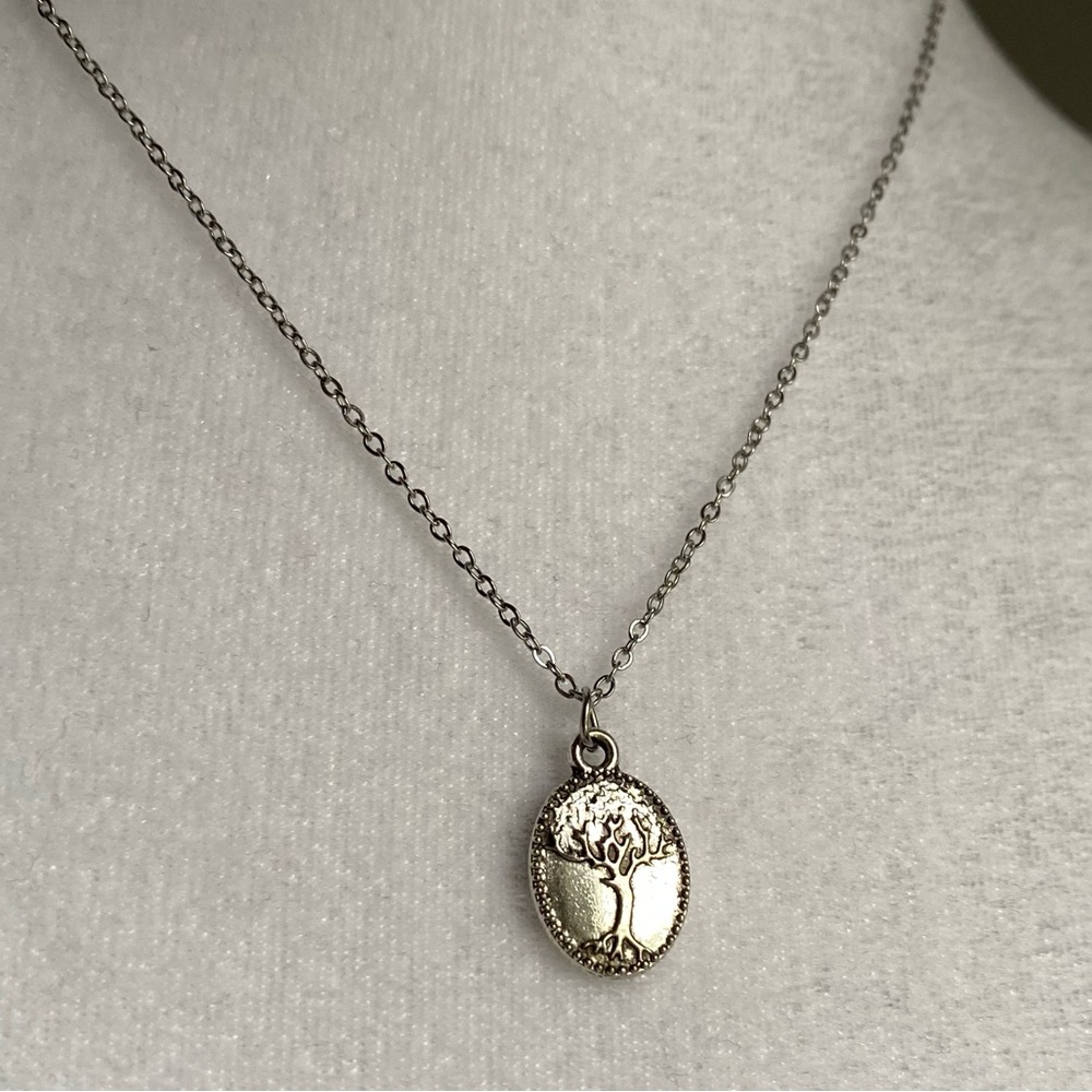 Handmade Tree of Life Necklace STAINLESS STEEL Silver Tone Stocking Stuffer Gift